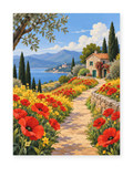 Tuscan Poppy Path paint by numbers artwork for adults
