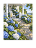 Hydrangea Cottage paint by numbers artwork for adults