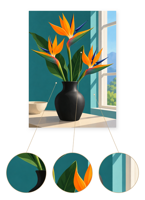 Bird of Paradise finished artwork detail