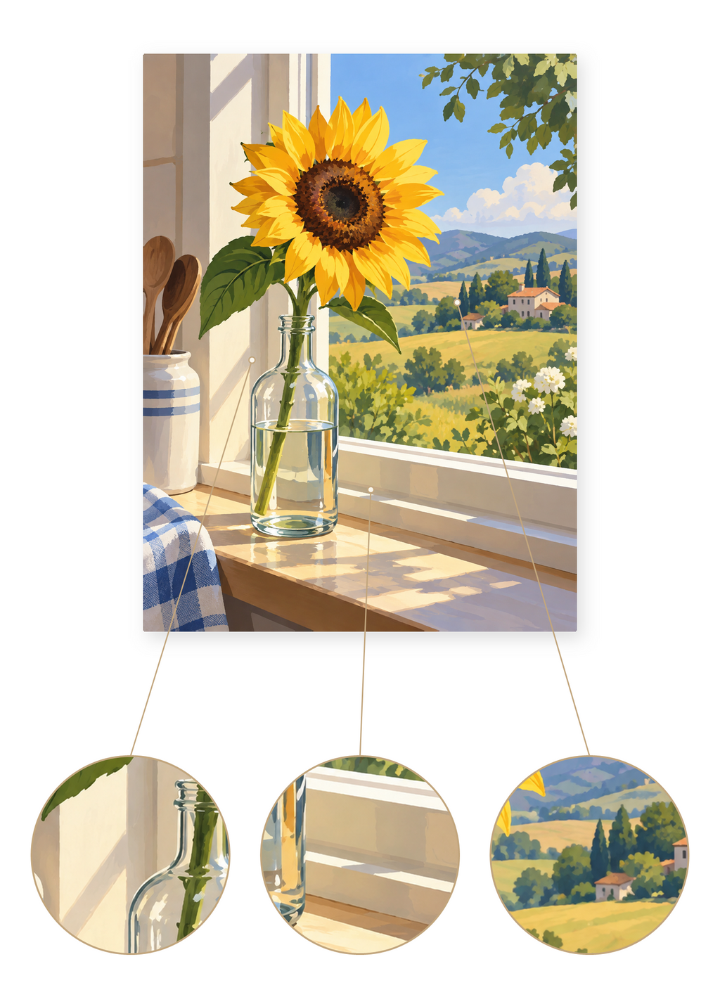 Tuscan Sunflower finished artwork detail