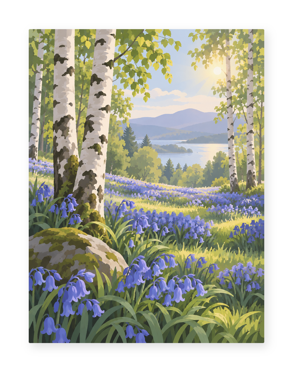 Bluebell Birch Grove paint by numbers artwork for adults
