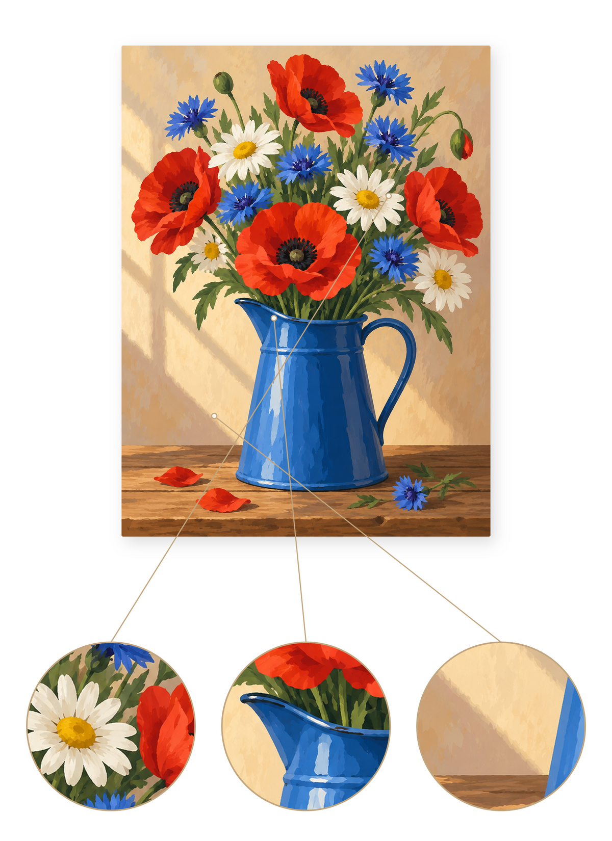 Poppy Meadow Pitcher finished artwork detail