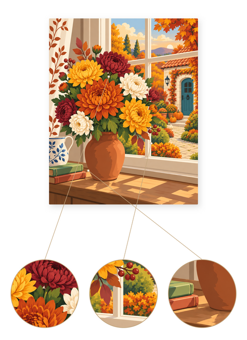 Autumn Window Bouquet finished artwork detail