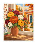 Autumn Window Bouquet paint by numbers artwork for adults