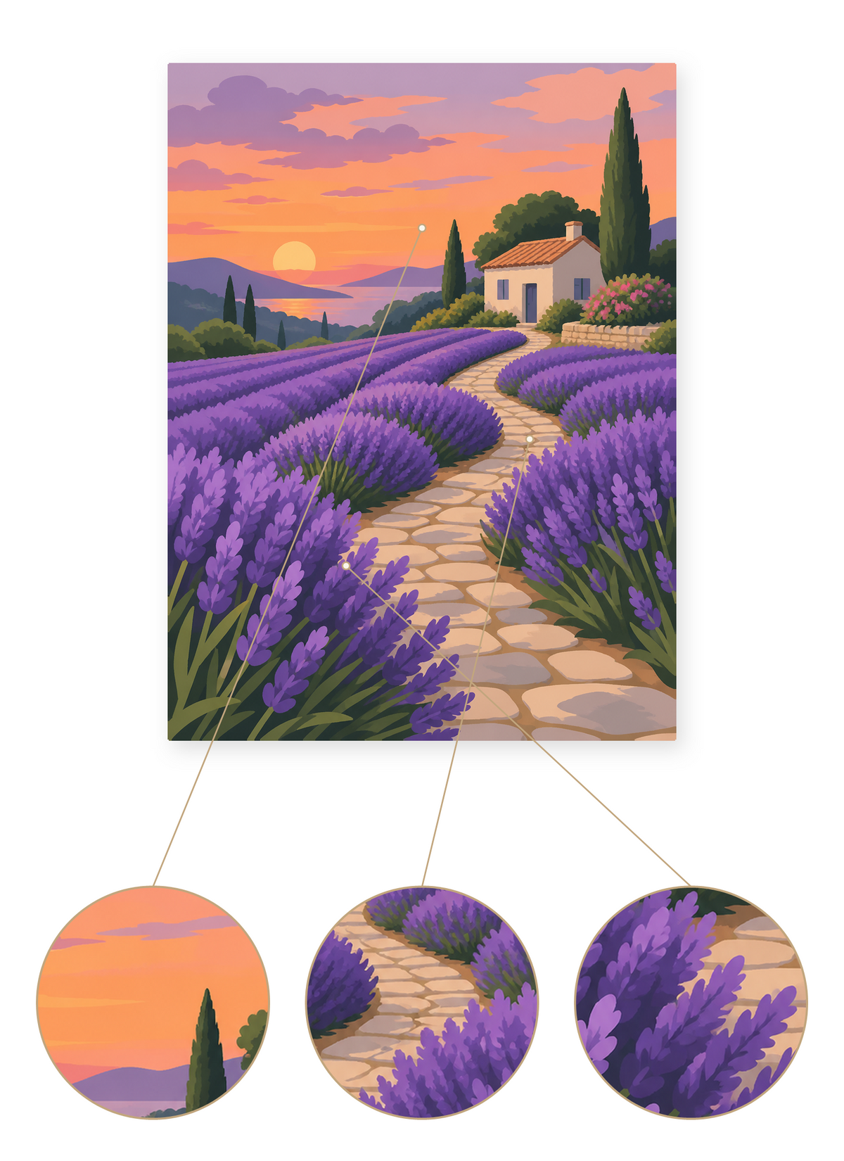 Lavender Sunset finished artwork detail