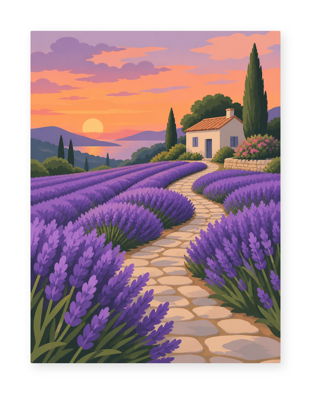 Lavender Sunset paint by numbers artwork for adults
