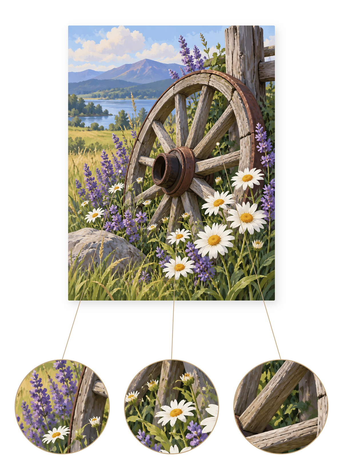 Wagon Wheel Meadow finished artwork detail
