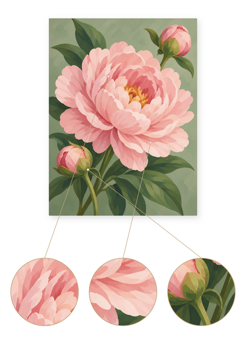 Blushing Peony finished artwork detail