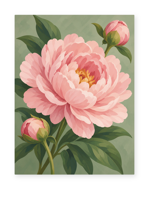 Blushing Peony paint by numbers artwork for adults