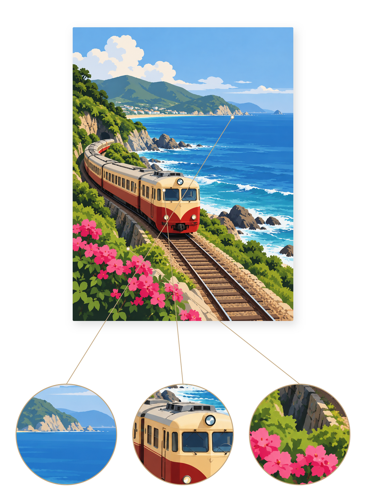 Coastal Train finished artwork detail