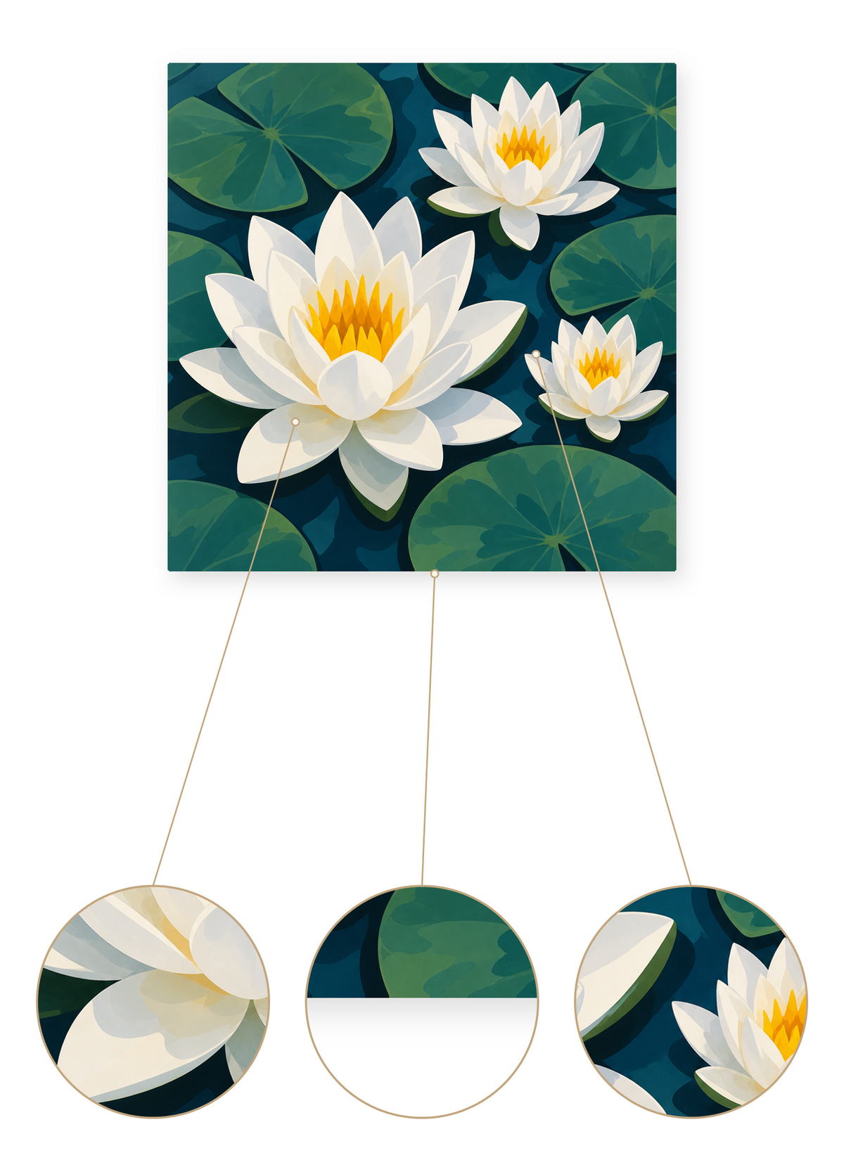 White Water Lilies finished artwork detail