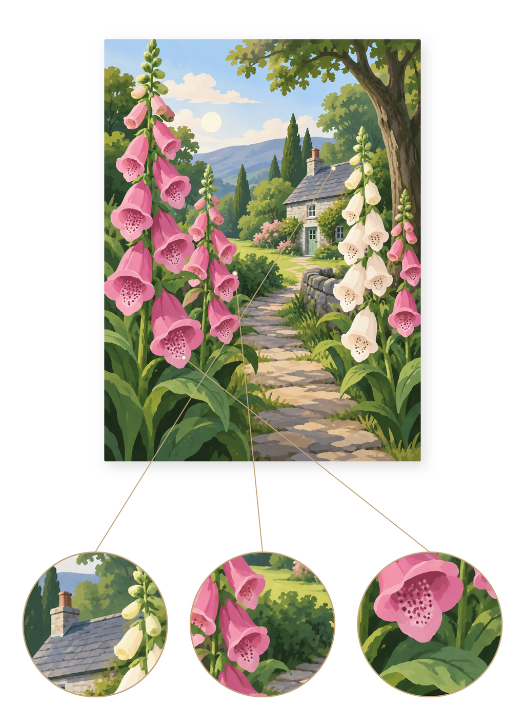 Foxglove Cottage Path finished artwork detail
