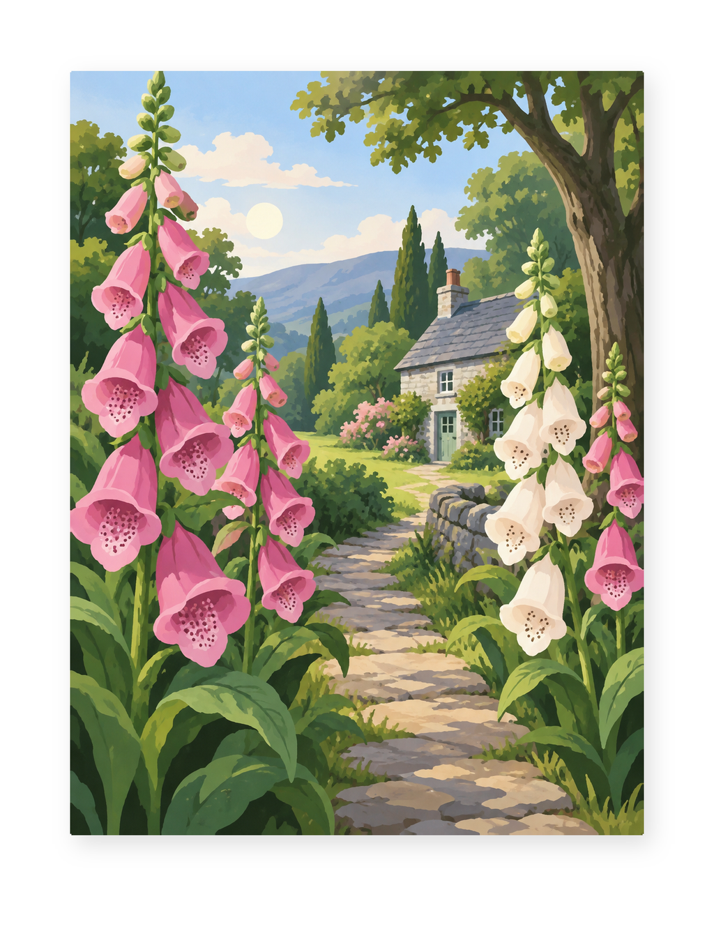 Foxglove Cottage Path paint by numbers artwork for adults