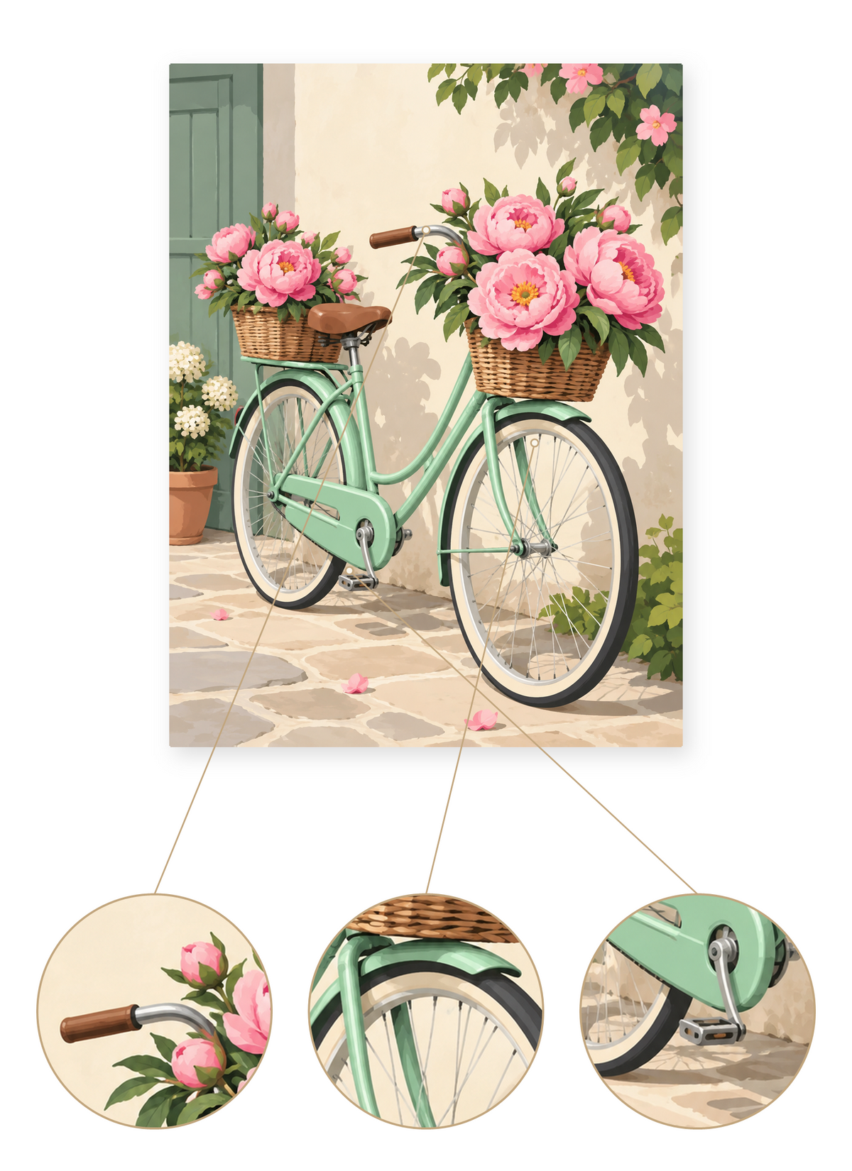 Rose Bicycle finished artwork detail