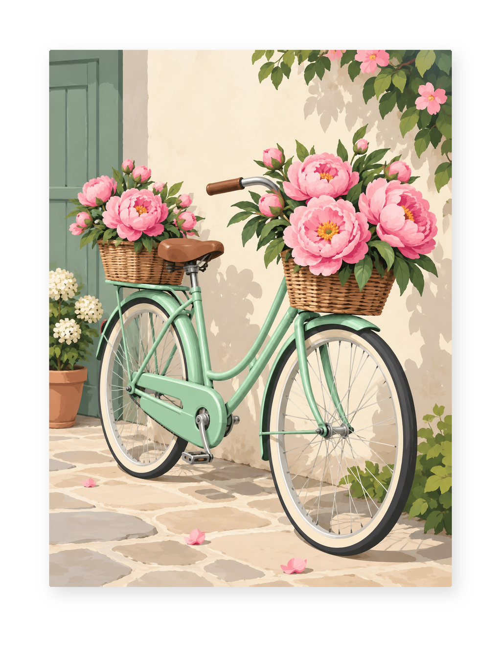 Rose Bicycle paint by numbers artwork for adults