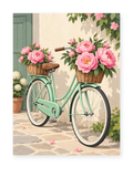 Rose Bicycle paint by numbers artwork for adults