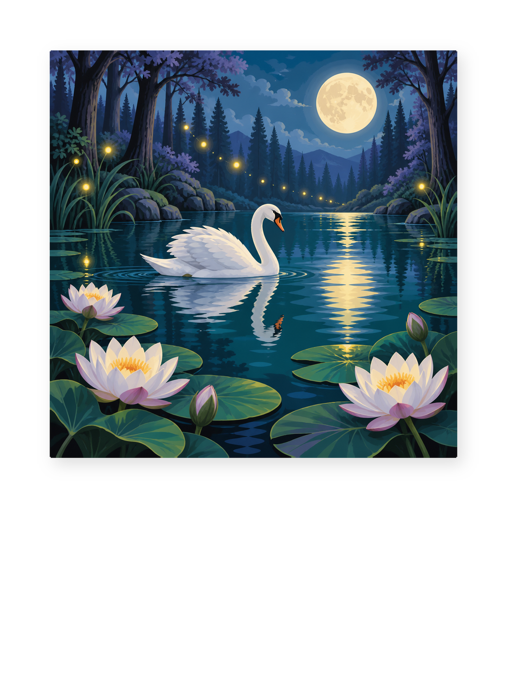 Moonlit Swan paint by numbers artwork for adults