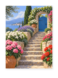 Blue Garden Door paint by numbers artwork for adults