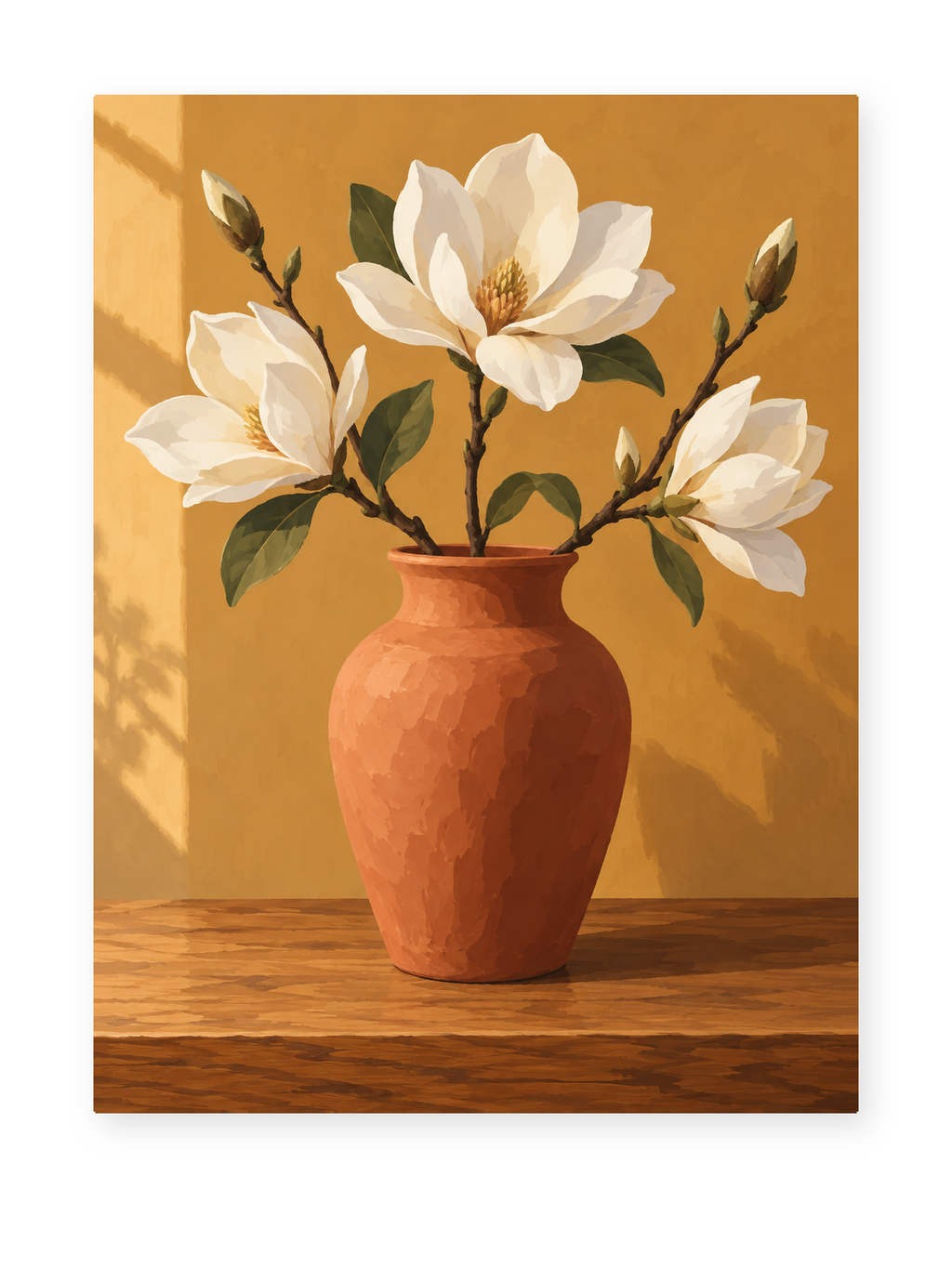 Magnolia Clay Vase paint by numbers artwork for adults