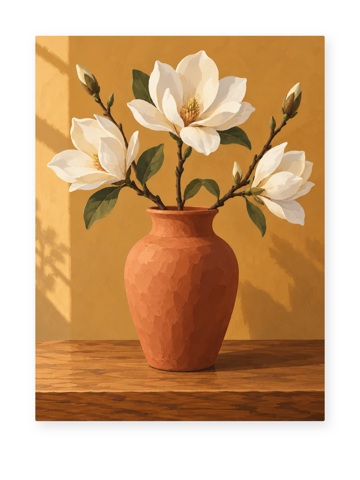 Magnolia Clay Vase paint by numbers artwork for adults