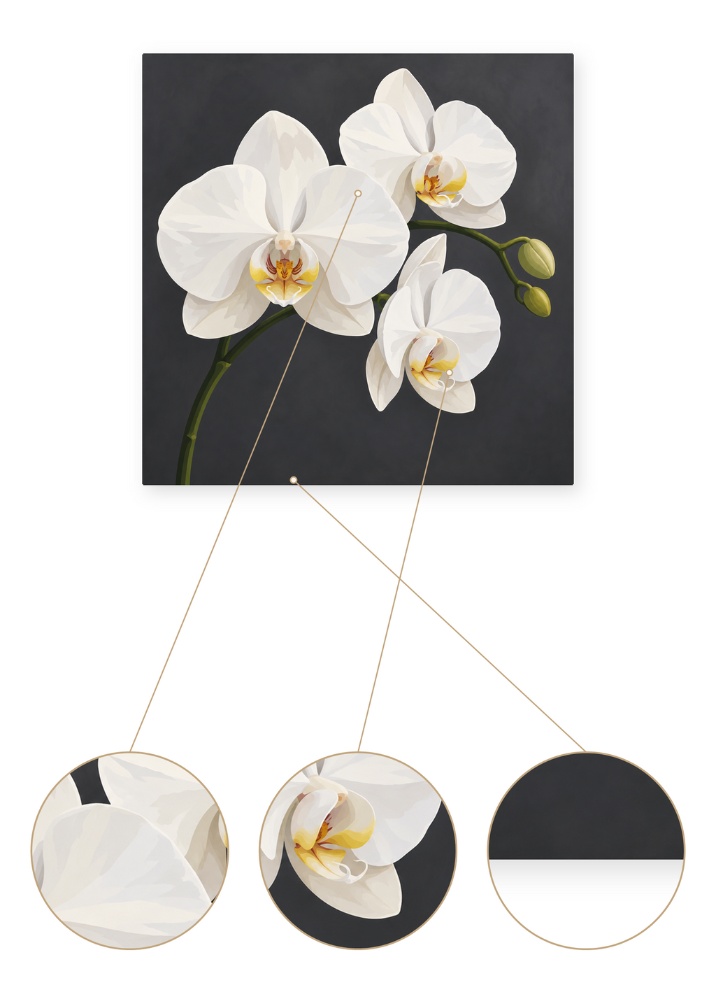 White Orchids finished artwork detail