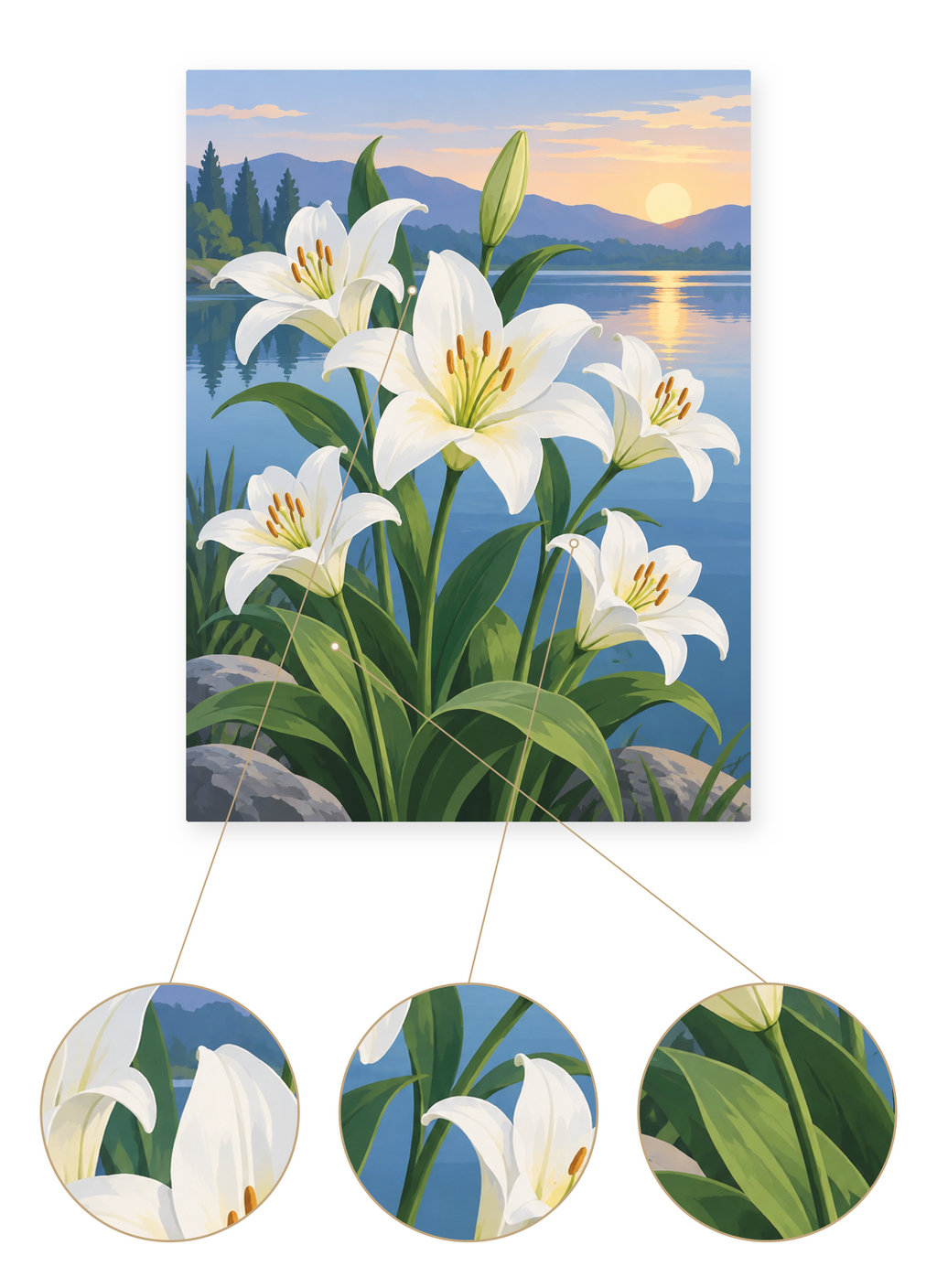 Lakeside Lilies finished artwork detail