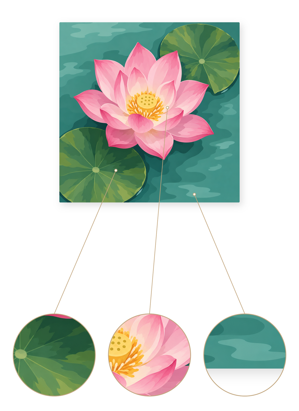 Pink Lotus finished artwork detail