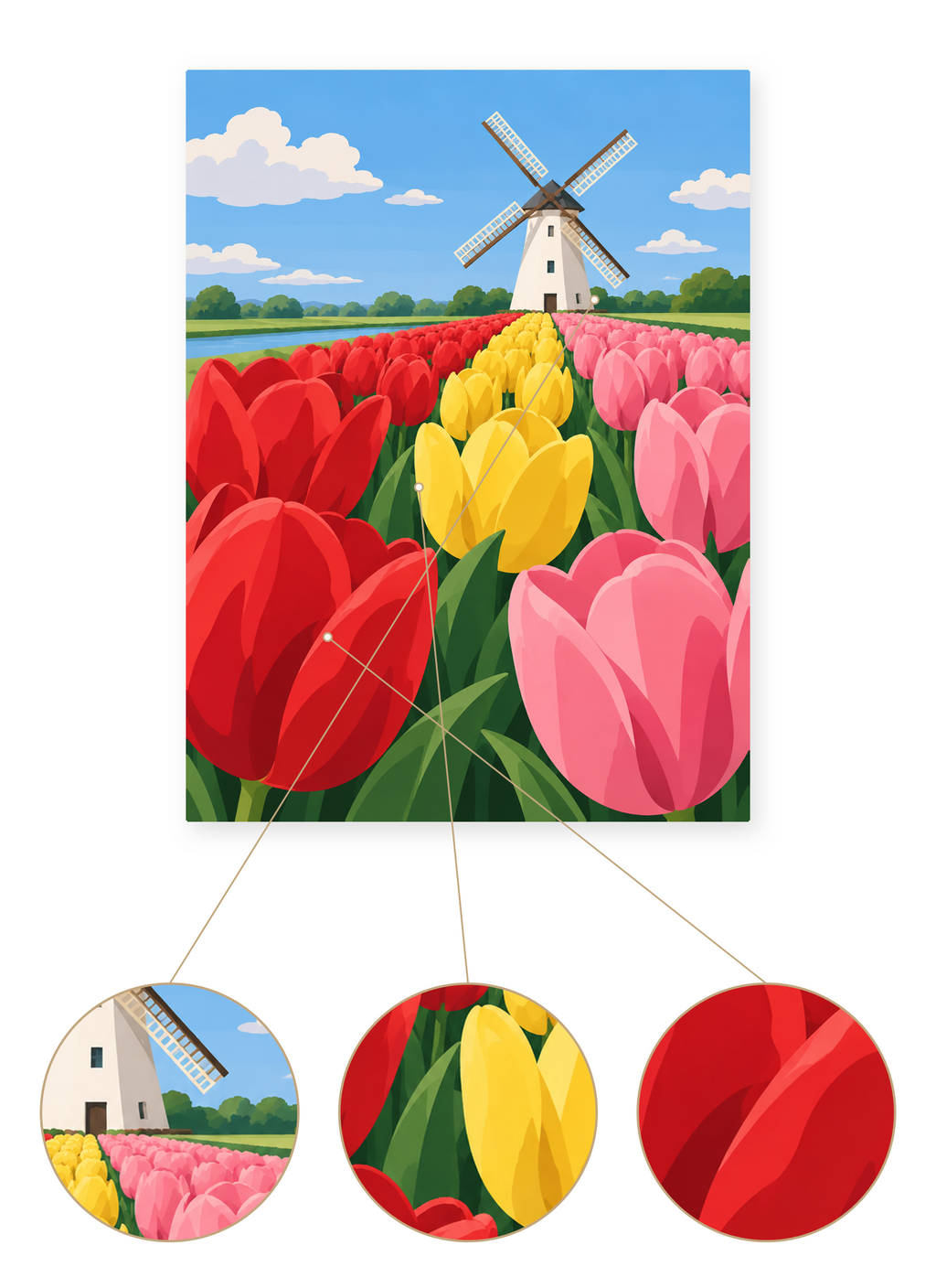 Dutch Tulips finished artwork detail