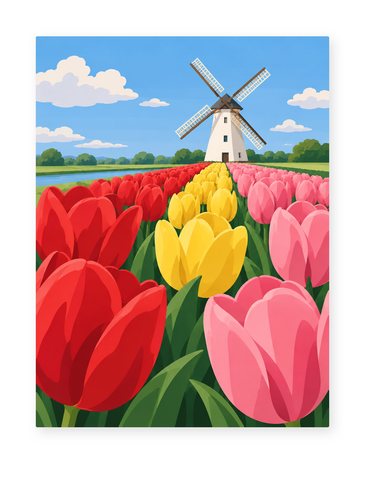 Dutch Tulips paint by numbers artwork for adults