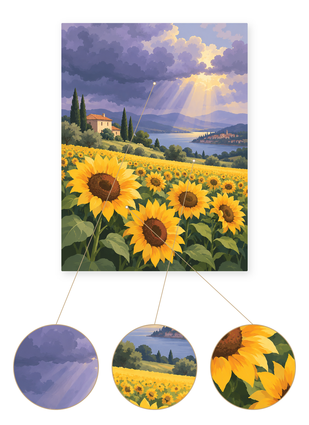Sunflower Storm finished artwork detail