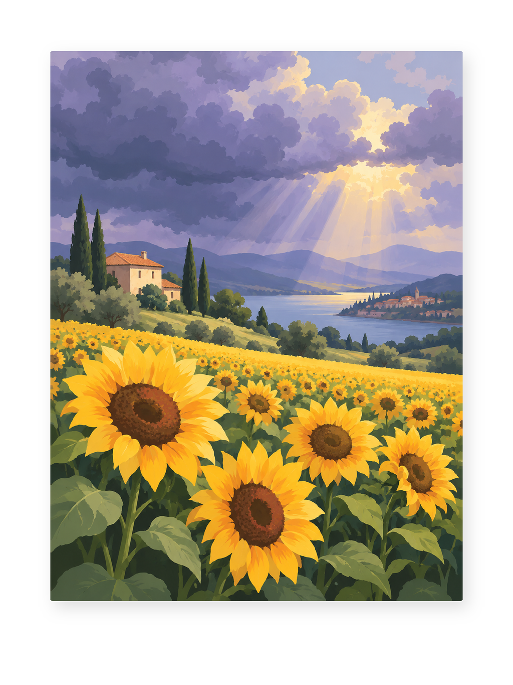 Sunflower Storm paint by numbers artwork for adults