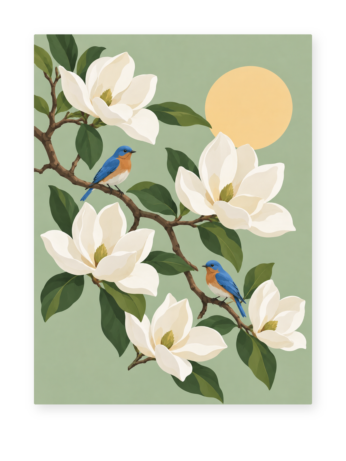 Magnolia Birds paint by numbers artwork for adults