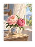 Sunlit Peony Vase paint by numbers artwork for adults