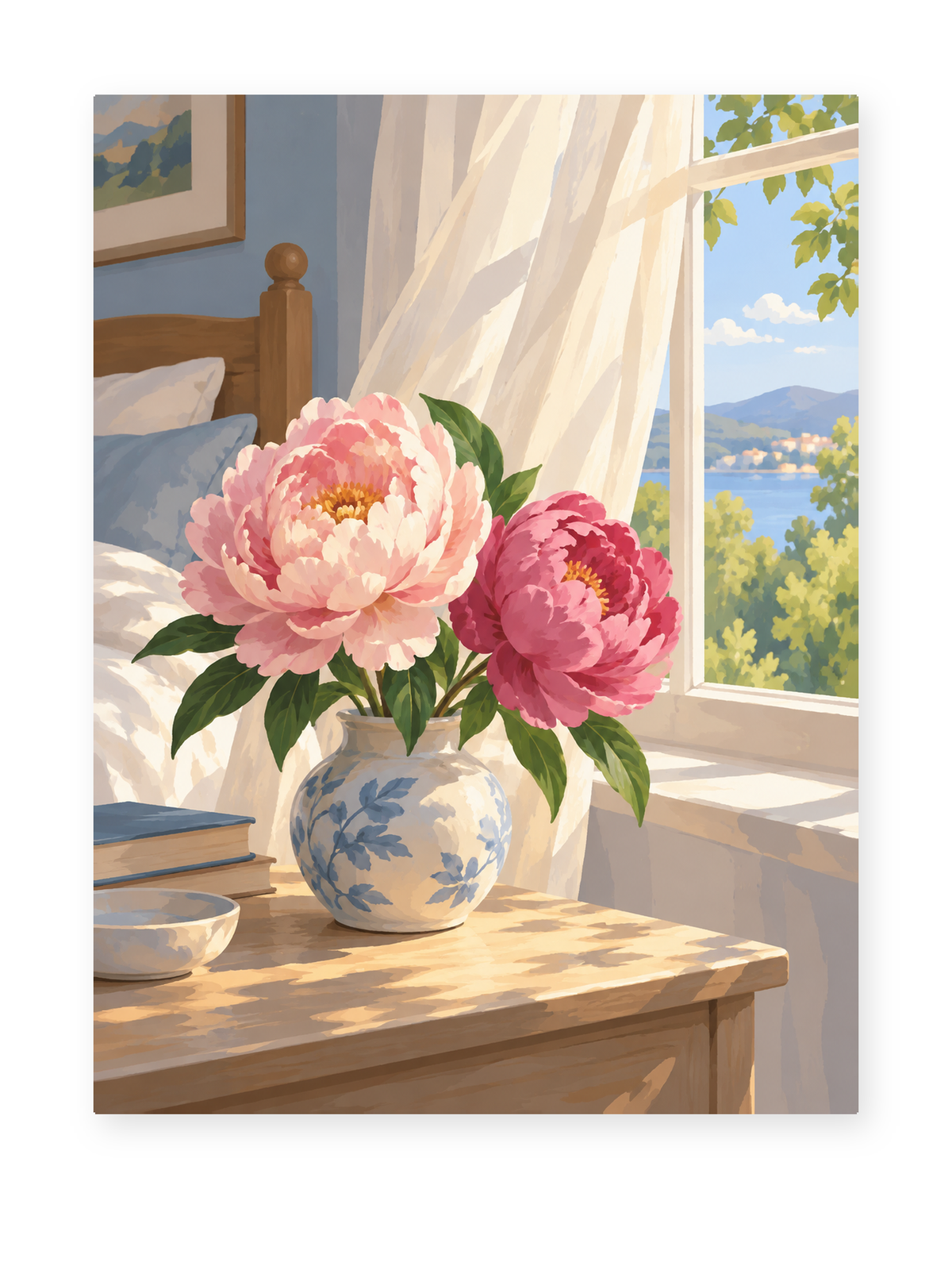 Sunlit Peony Vase paint by numbers artwork for adults
