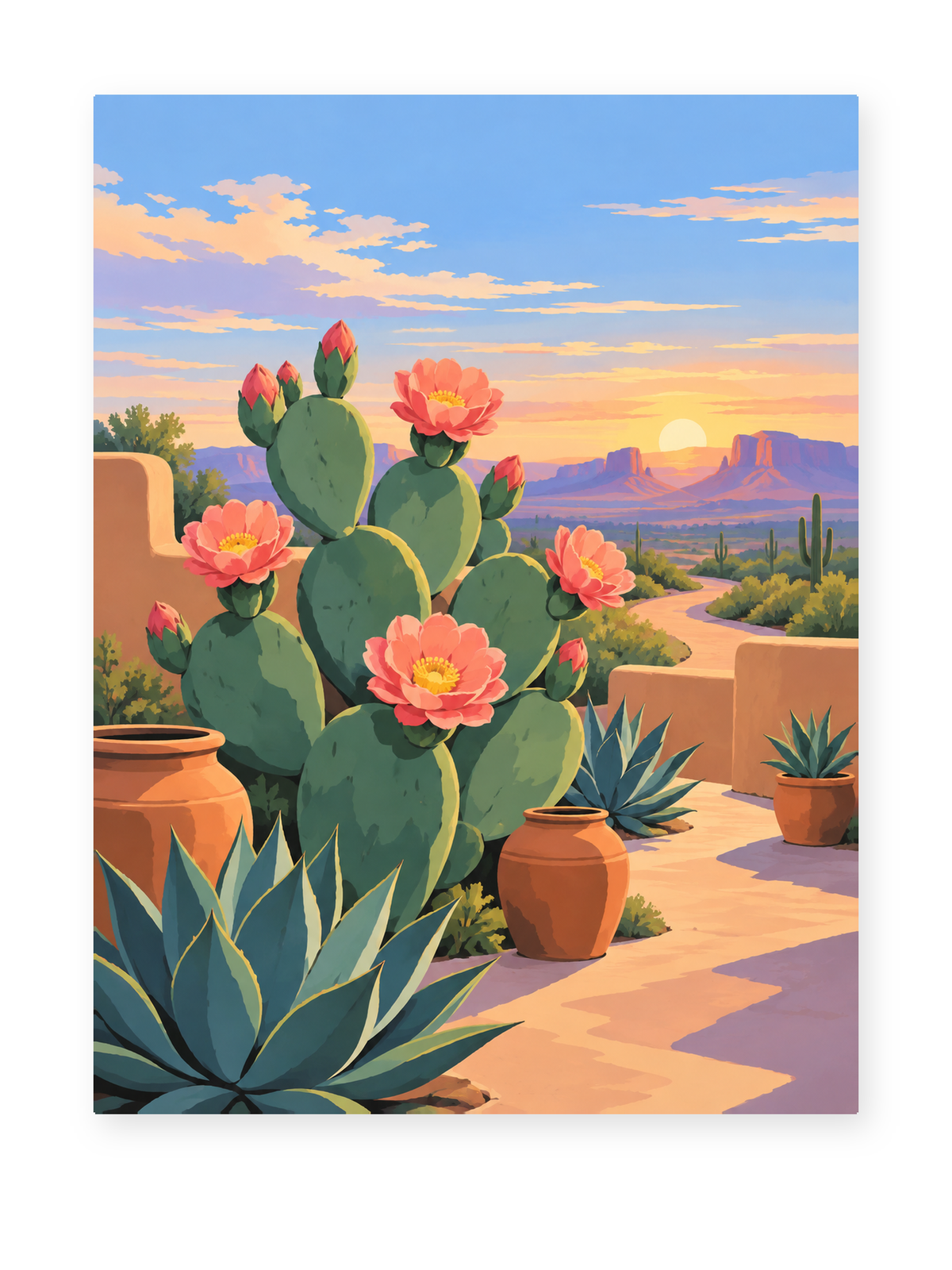 Desert Cactus Sunset paint by numbers artwork for adults