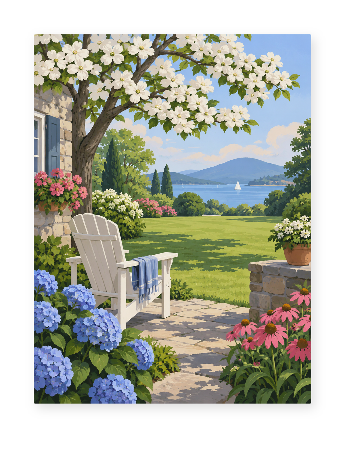 Lakeside Garden Chair paint by numbers artwork for adults