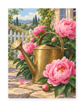 Peony Watering Can paint by numbers artwork for adults