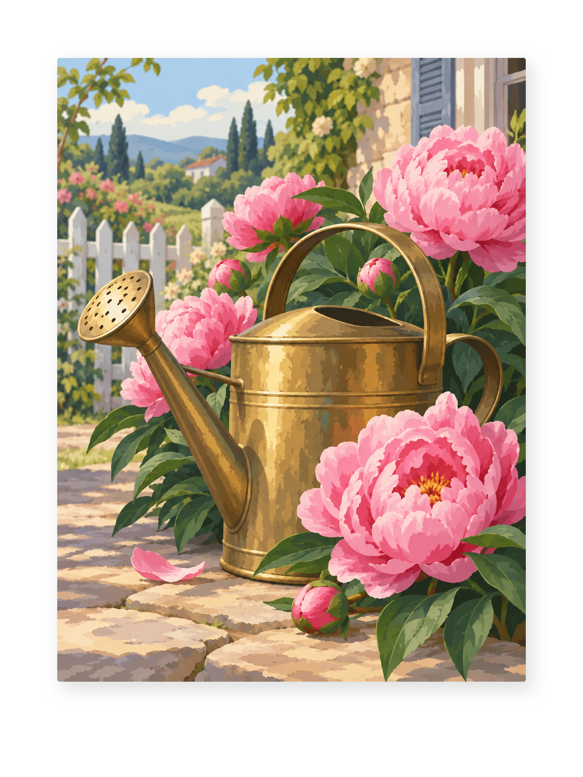Peony Watering Can paint by numbers artwork for adults