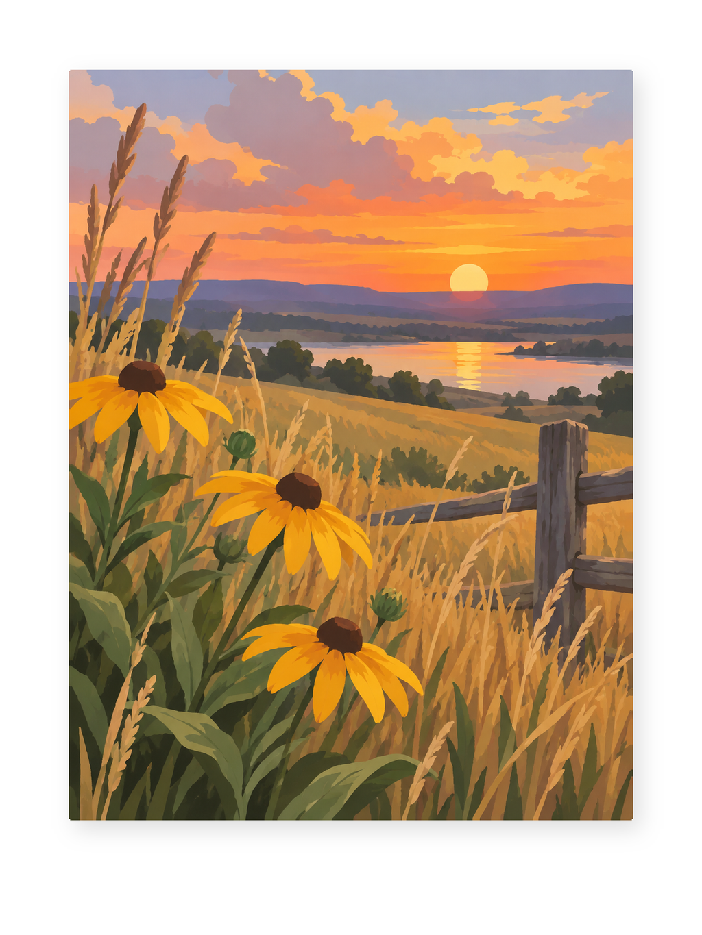 Golden Prairie Sunset paint by numbers artwork for adults
