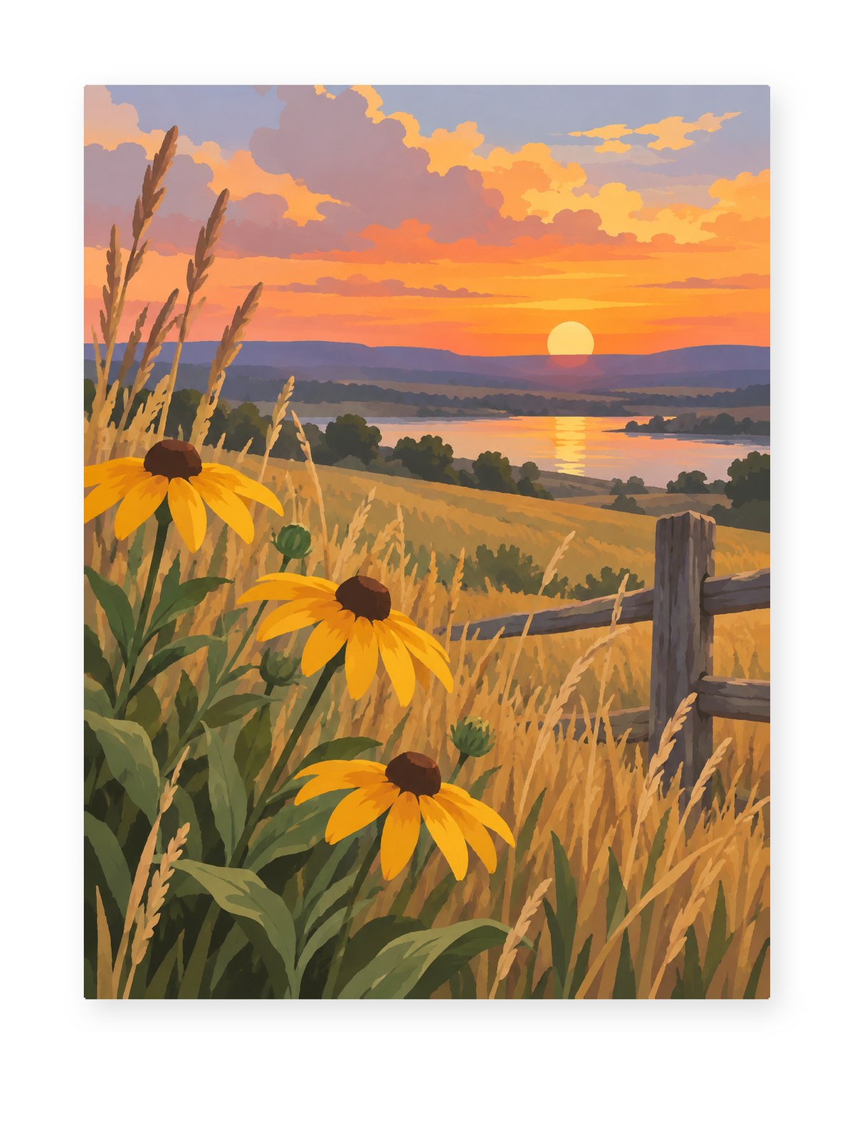 Golden Prairie Sunset paint by numbers artwork for adults
