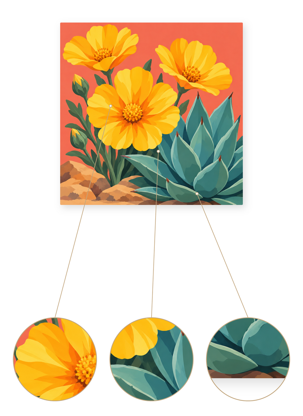 Desert Poppies finished artwork detail
