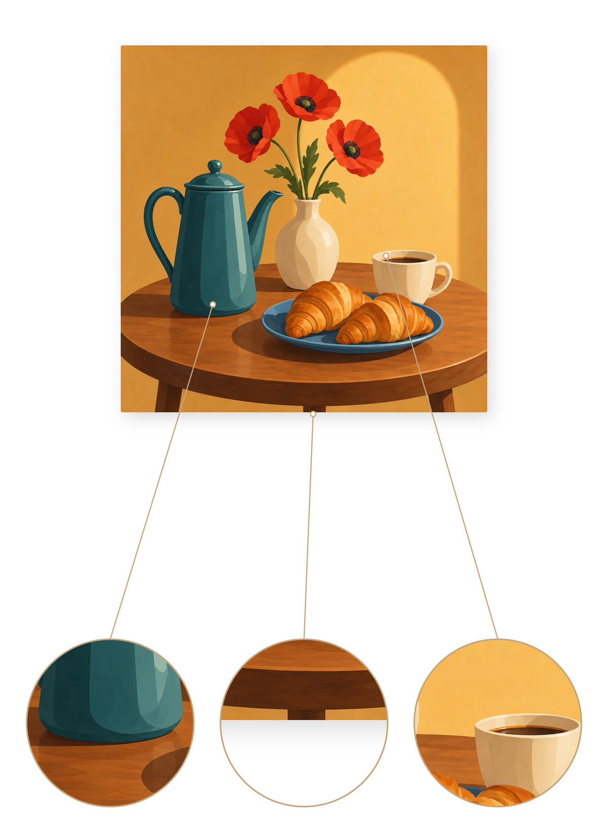 Poppy Breakfast finished artwork detail