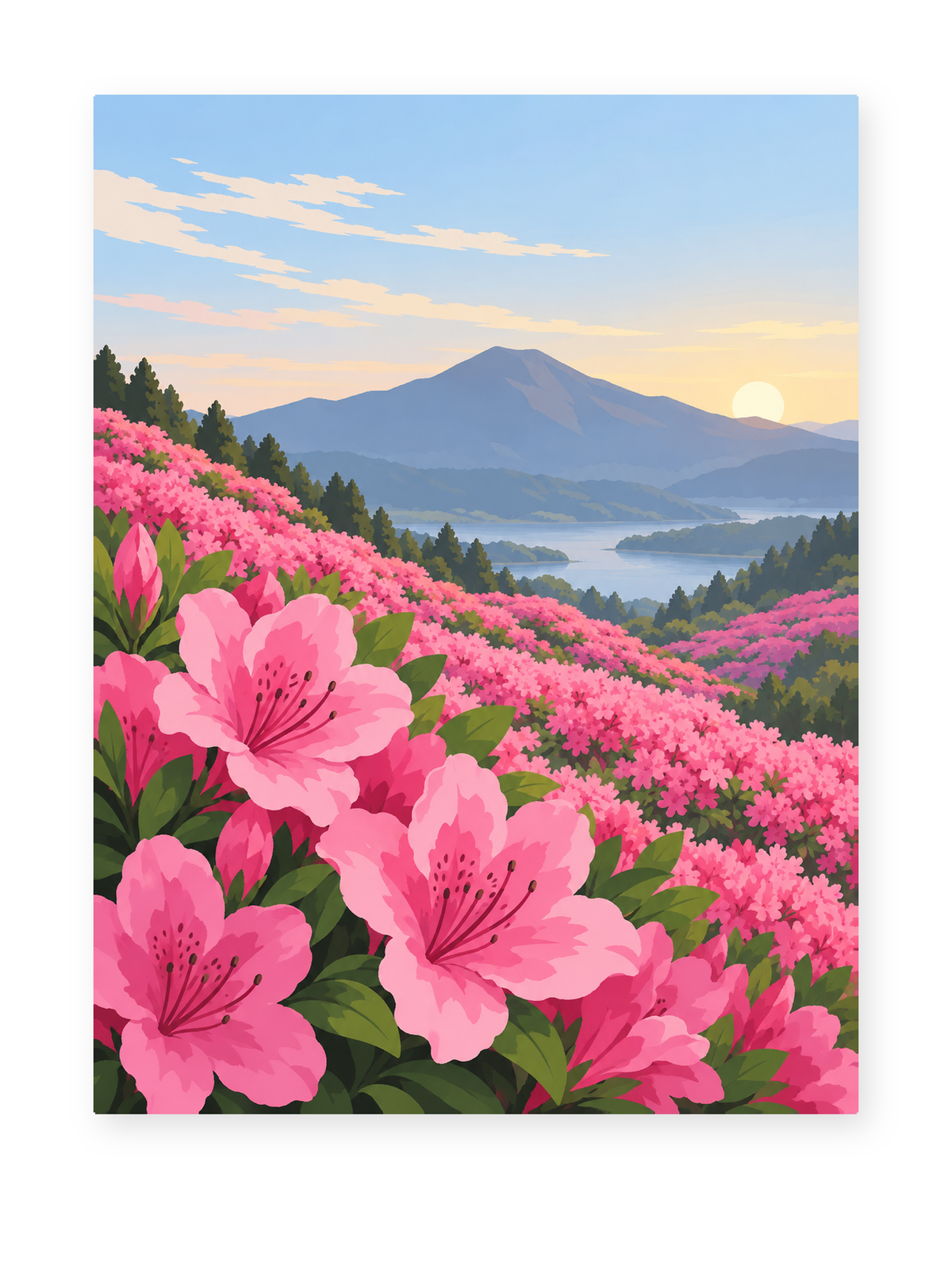 Azalea Mountain View paint by numbers artwork for adults