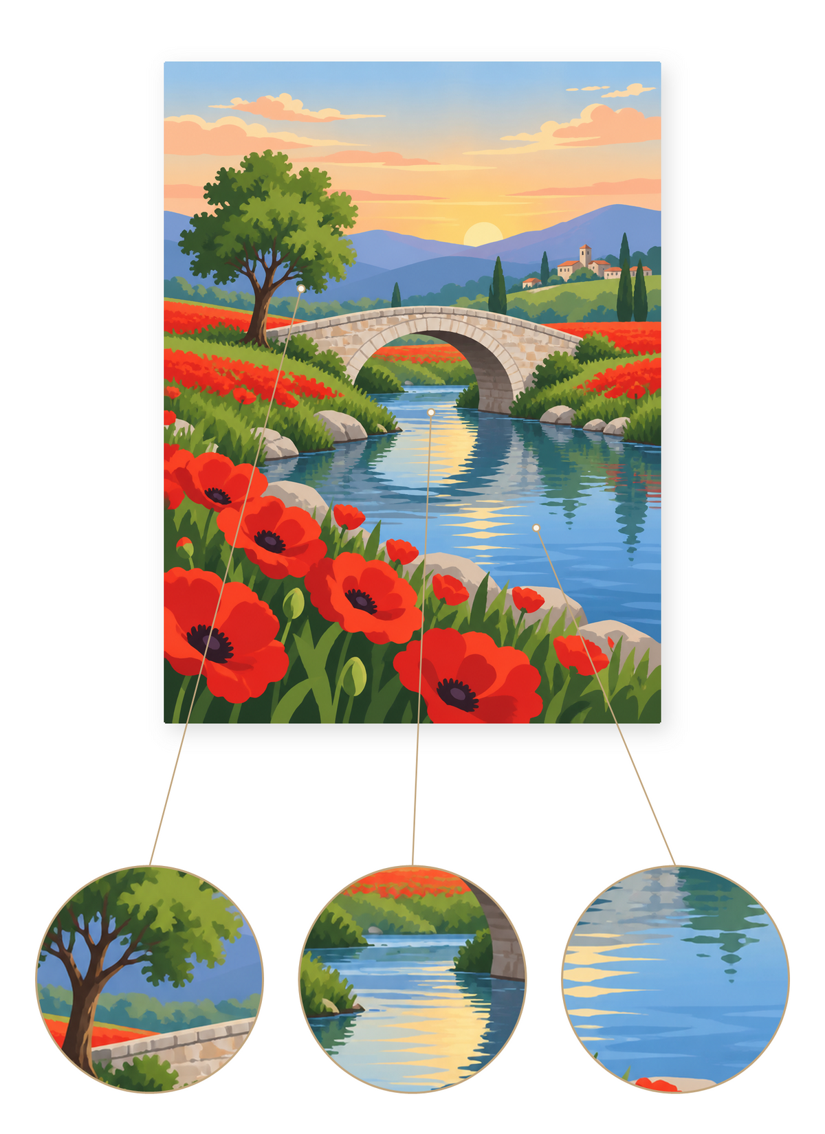 Poppy River Bridge finished artwork detail
