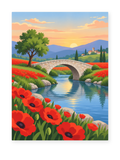 Poppy River Bridge paint by numbers artwork for adults