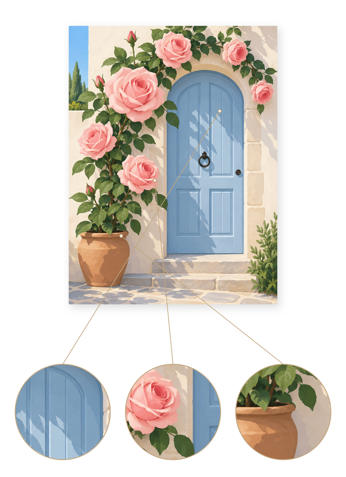 Rose Framed Door finished artwork detail
