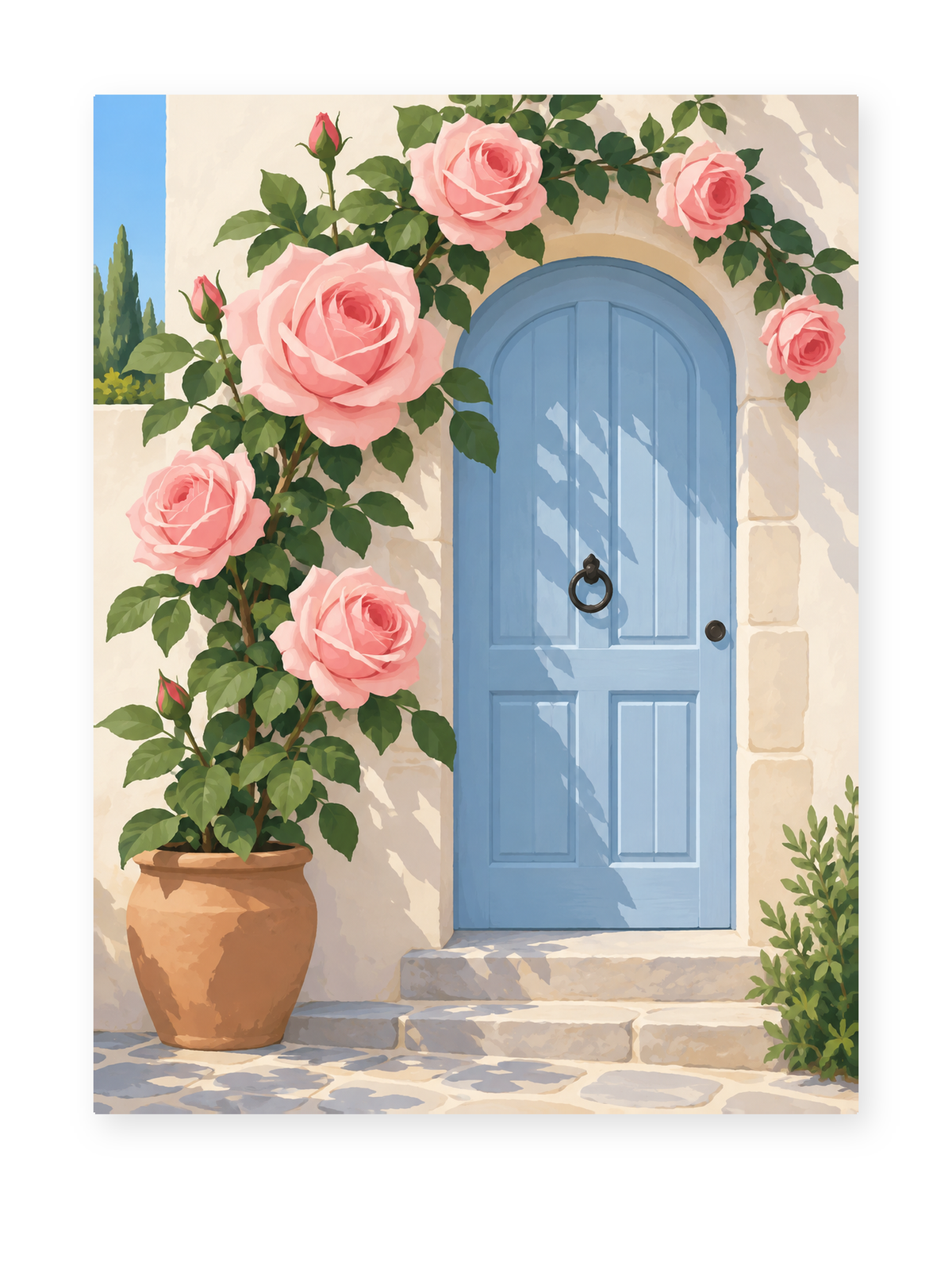 Rose Framed Door paint by numbers artwork for adults