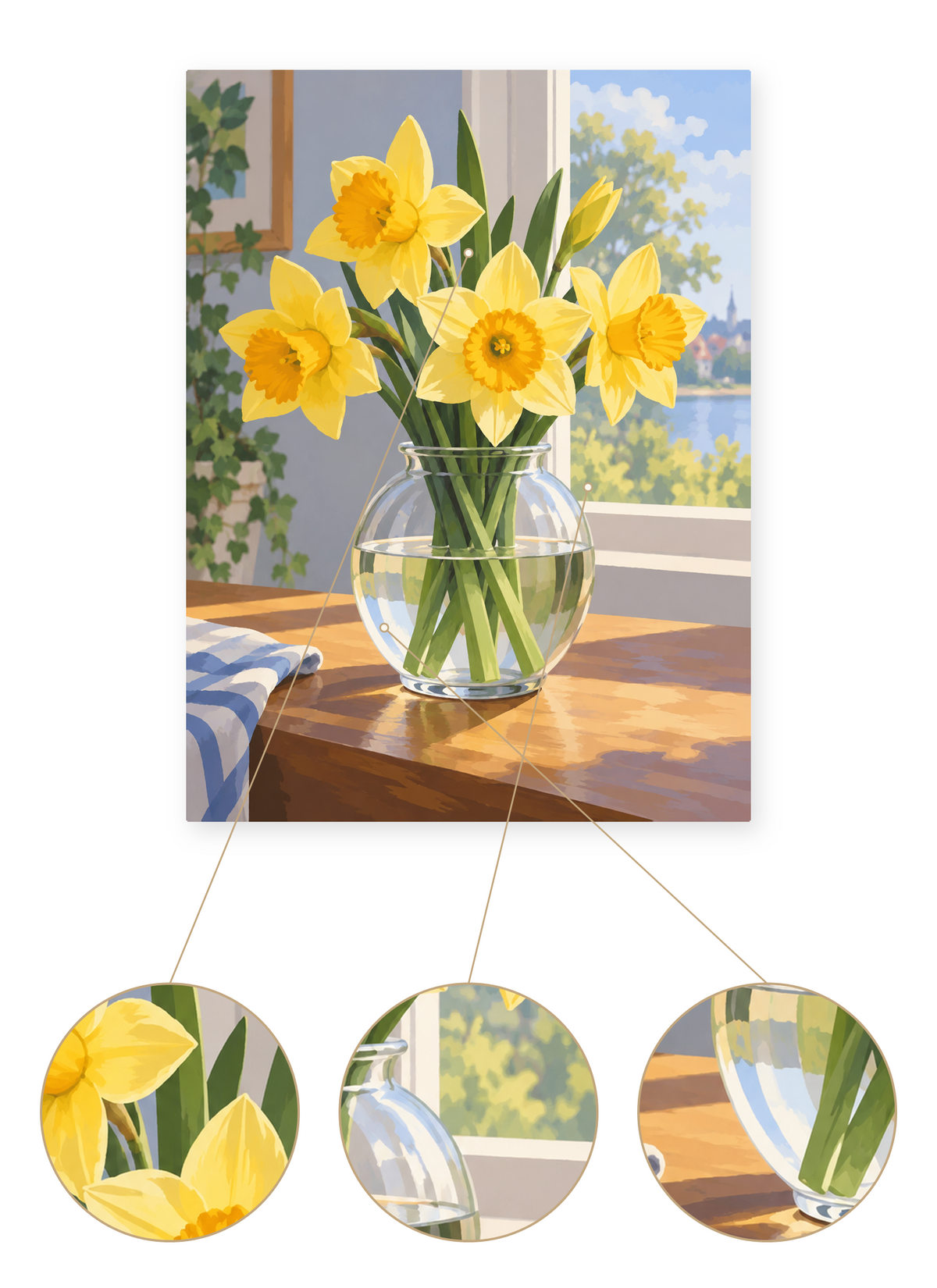 Sunny Daffodils finished artwork detail
