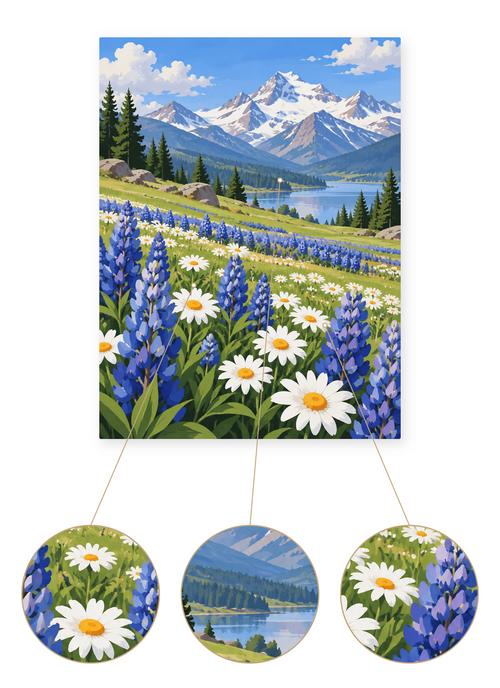 Alpine Wildflower Lake finished artwork detail
