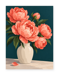 Coral Peony Vase paint by numbers artwork for adults